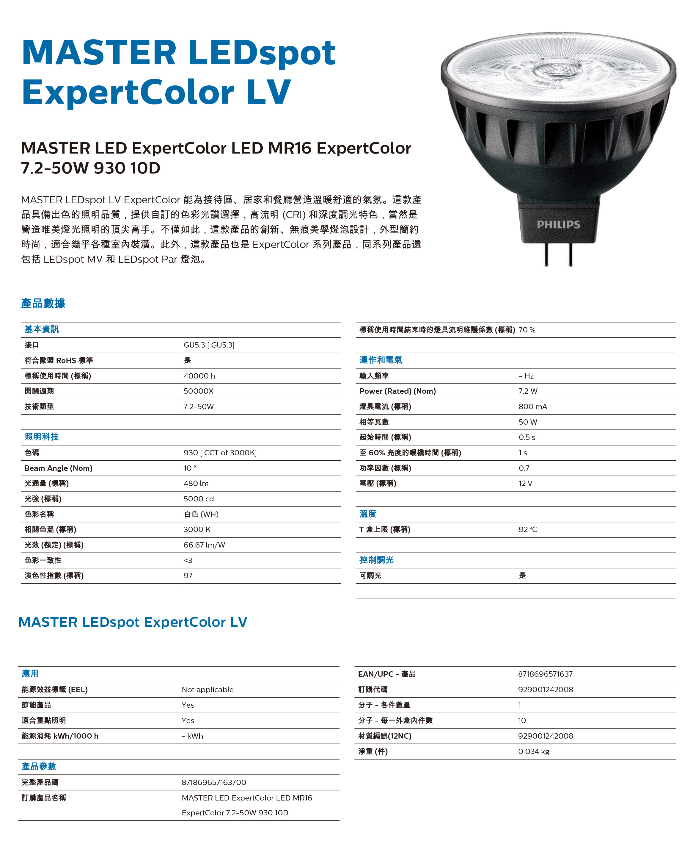 lighting philips LED ExpertColor LED MR16燈杯 顯色燈杯